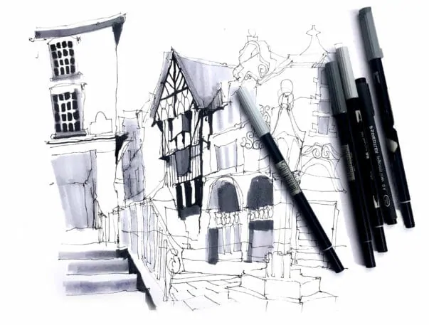 Urban Sketching Series Pt 3  Tips on how to breakdown a scene to simple  flat shapes  YouTube